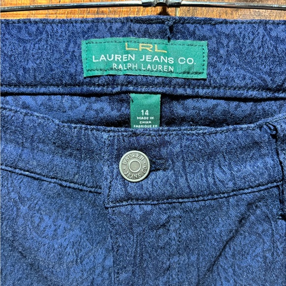 LRL Lauren Jean Co. Paisley Blue Gray Stretch Jeans Size 14 - Picture 2 of 6